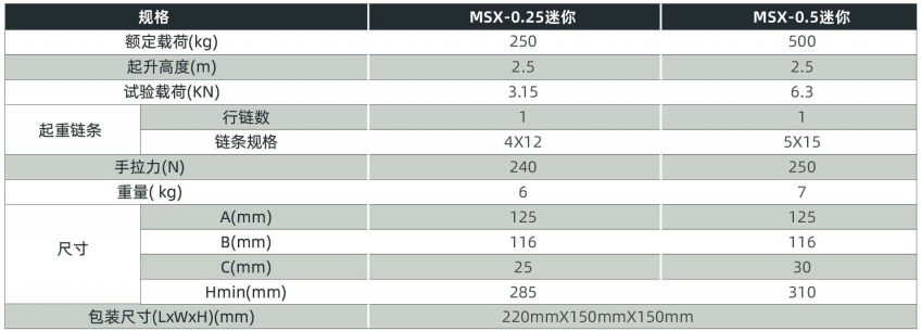 msx迷你手拉葫芦 msx迷你手拉葫芦